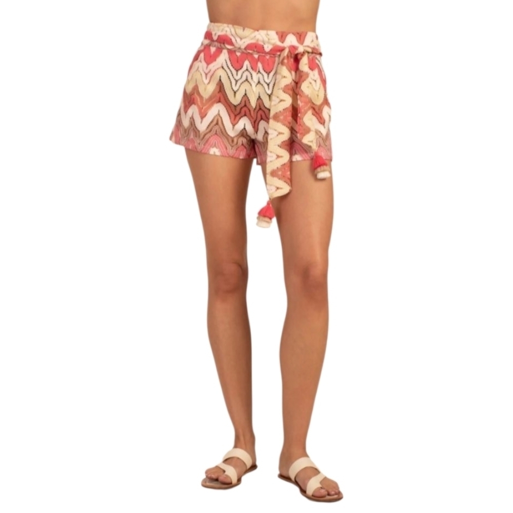 Trina Turk Palisades Chevron Crochet Cover-up Shorts White Geranium Size XS - Picture 14 of 16